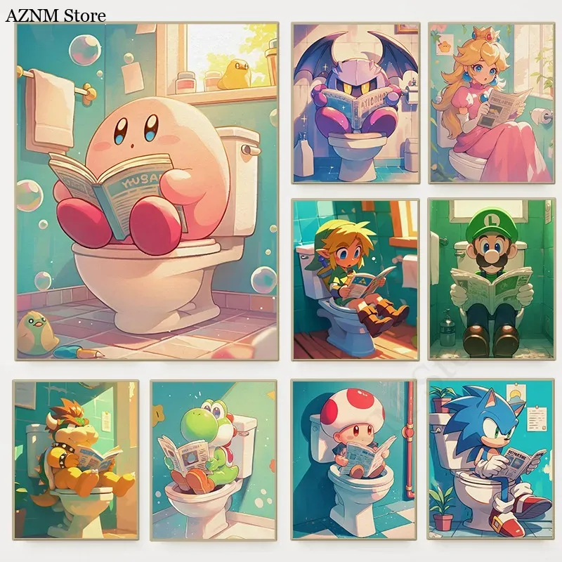 Home Design Bathroom - 재미있는 욕실 만화 비디오 게임 포스터
