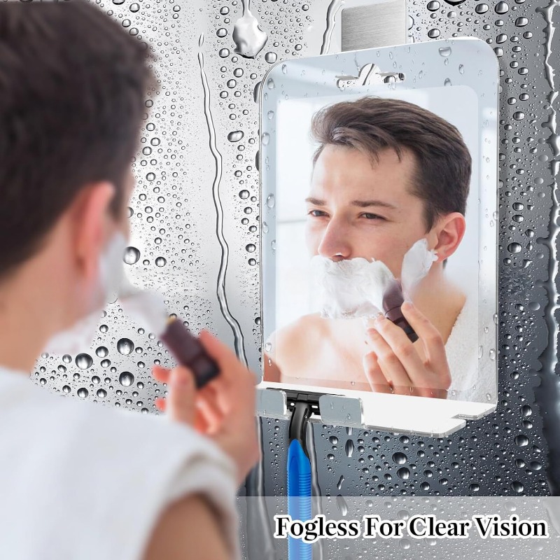 Shaving Mirror Suction - 대형 아크릴 김서림 방지 거울, 욕실