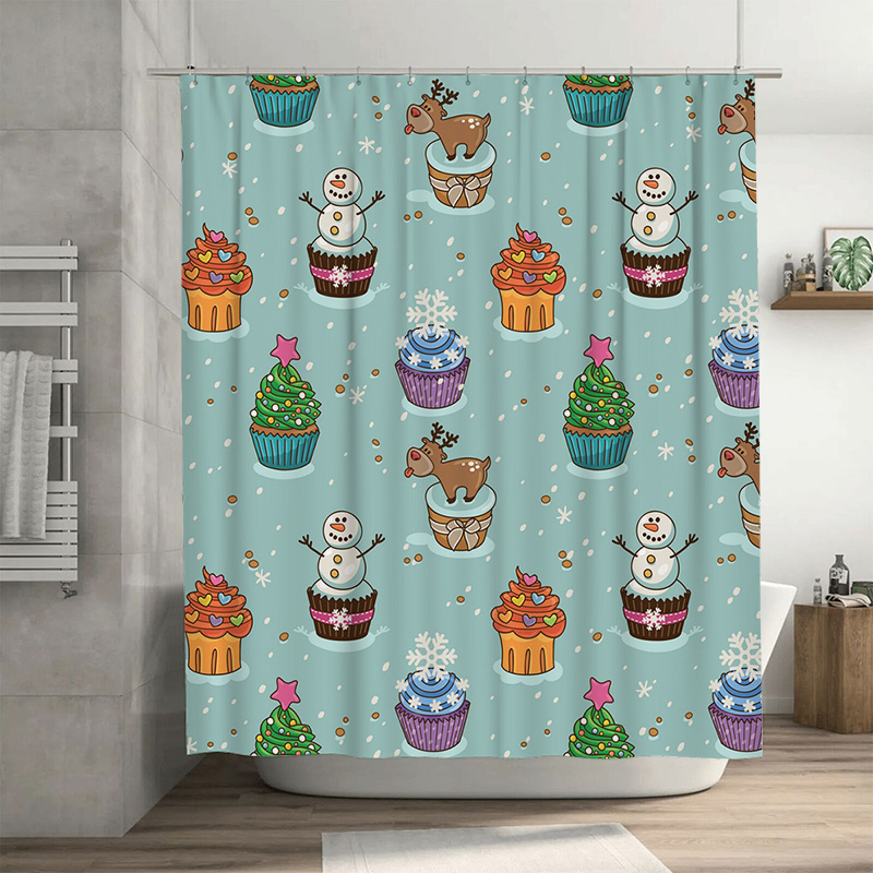 Home Bathroom Decor Ideas - TU 매력적인 크리스마스 샤워 커튼 축제