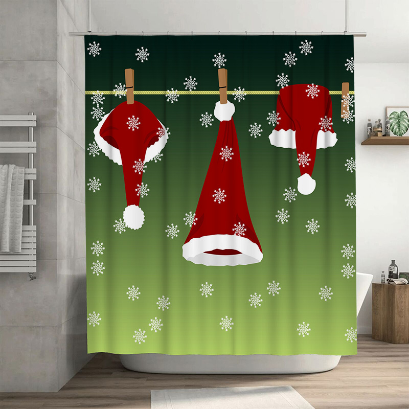 Home Bathroom Decor Ideas - TU 축제 크리스마스 샤워 커튼 레드