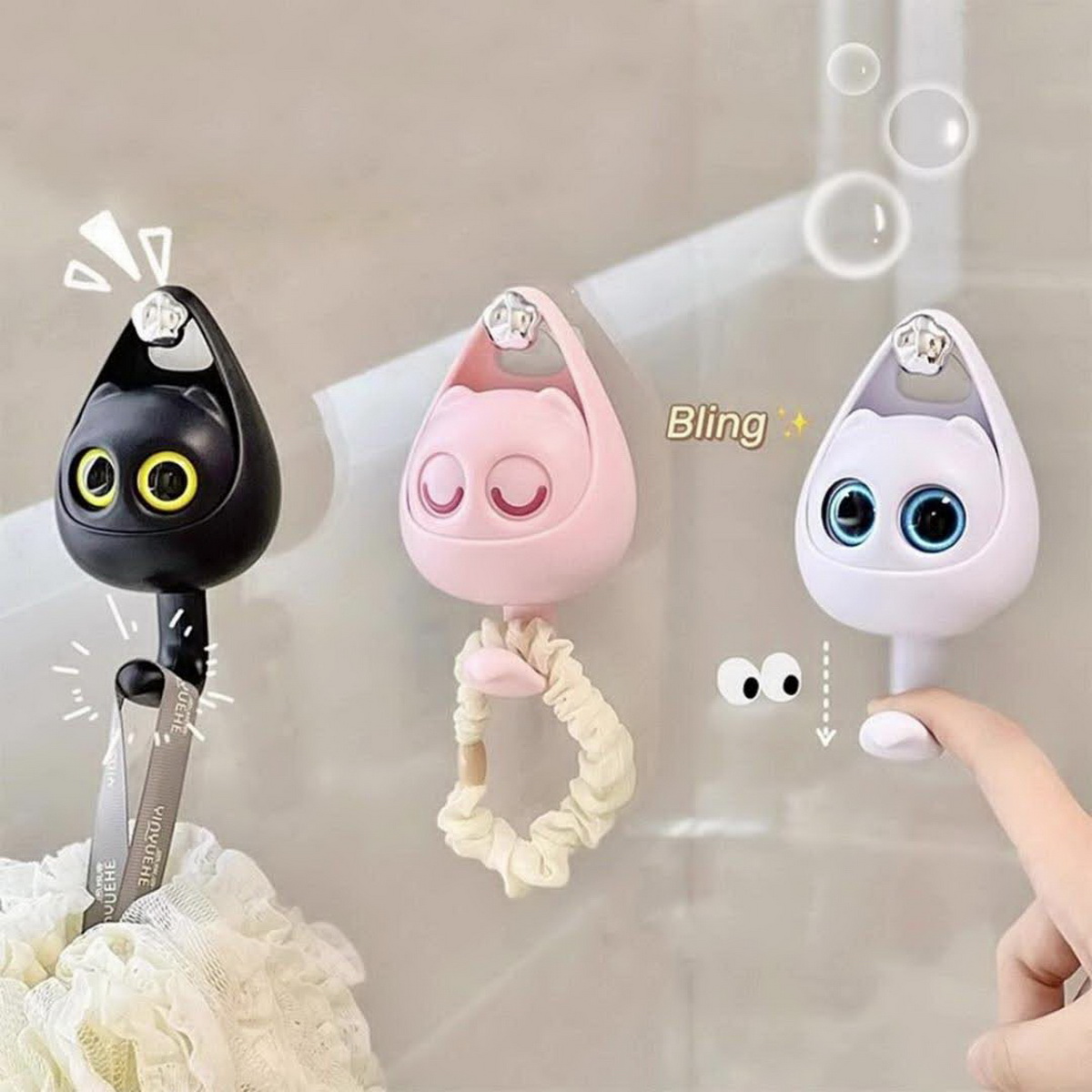 창의적인 만화 눈웃는 고양이 모양의 못 없는 자석식 욕 - Home Goods Bathroom Storage 리뷰 및 가격