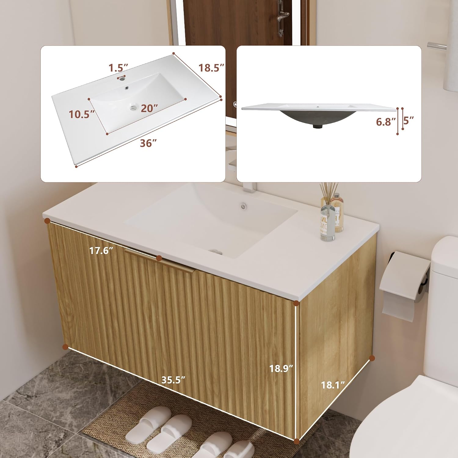 현대적인 플로팅 욕실 세면대, 물결무늬 문, 벽걸이형  - Home In Bathroom 리뷰 및 가격