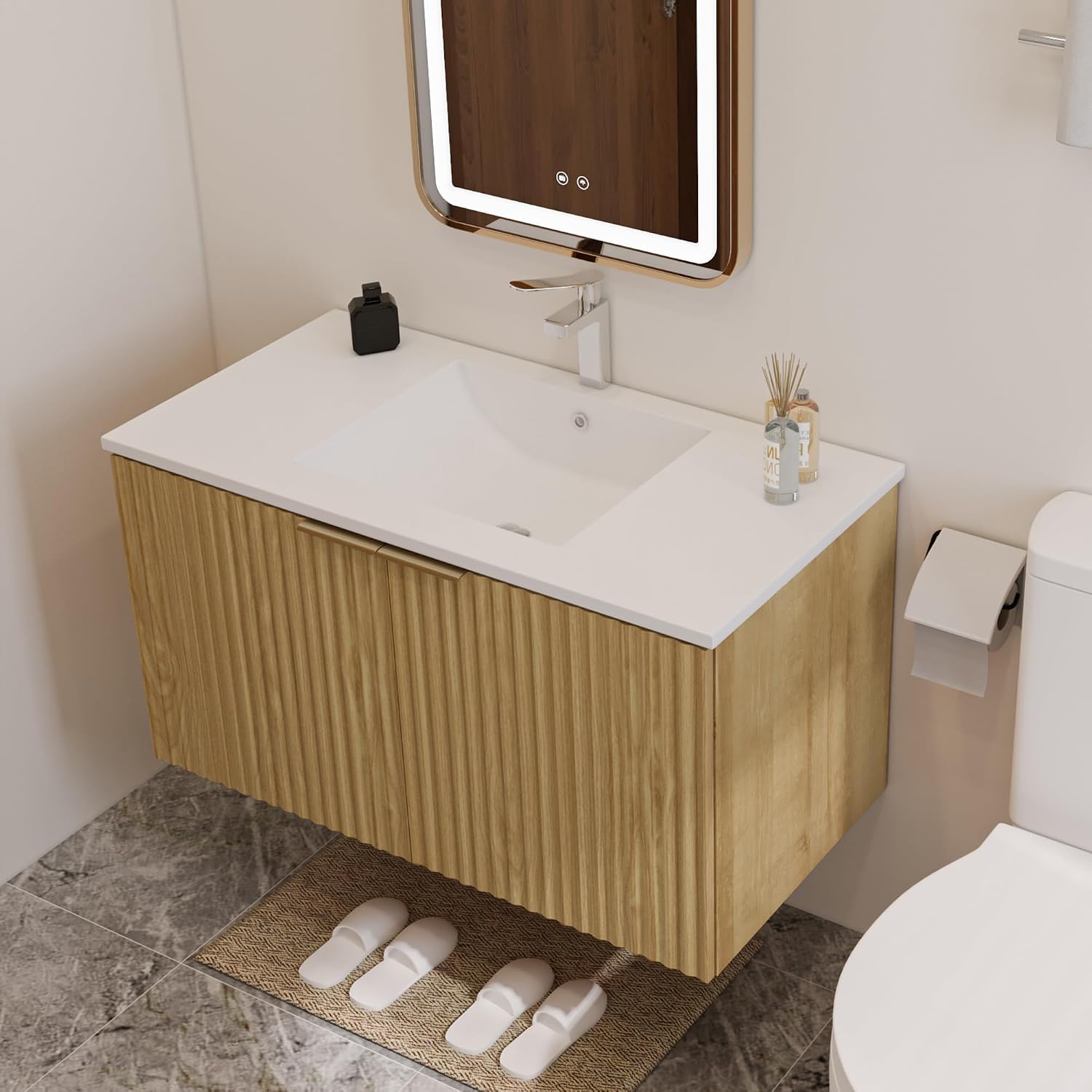 현대적인 플로팅 욕실 세면대, 물결무늬 문, 벽걸이형  - Home In Bathroom 리뷰 및 가격
