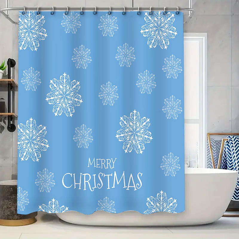크리스마스 샤워 커튼 눈송이 블루 욕실 장식 축제 휴일 - Home Bathroom Decor Ideas 리뷰 및 가격