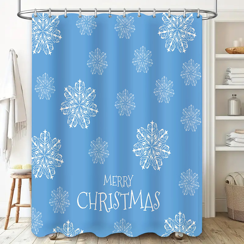 크리스마스 샤워 커튼 눈송이 블루 욕실 장식 축제 휴일 - Home Bathroom Decor Ideas 리뷰 및 가격