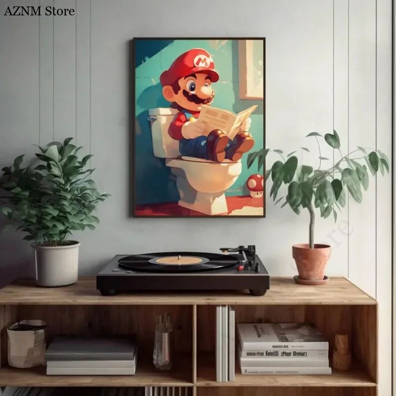 재미있는 욕실 만화 비디오 게임 포스터 귀여운 애니메이 - Home Design Bathroom 리뷰 및 가격