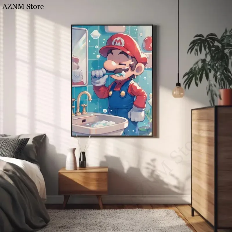 재미있는 욕실 만화 비디오 게임 포스터 귀여운 애니메이 - Home Design Bathroom 리뷰 및 가격