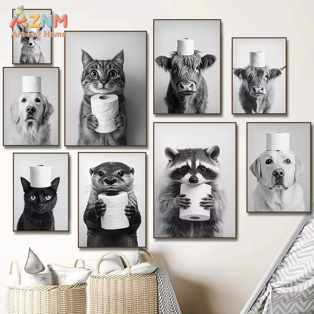 1PC, 하이랜드 카우 오터 고양이 너구리 화장지 포스 - Home Design Bathroom 리뷰 및 가격