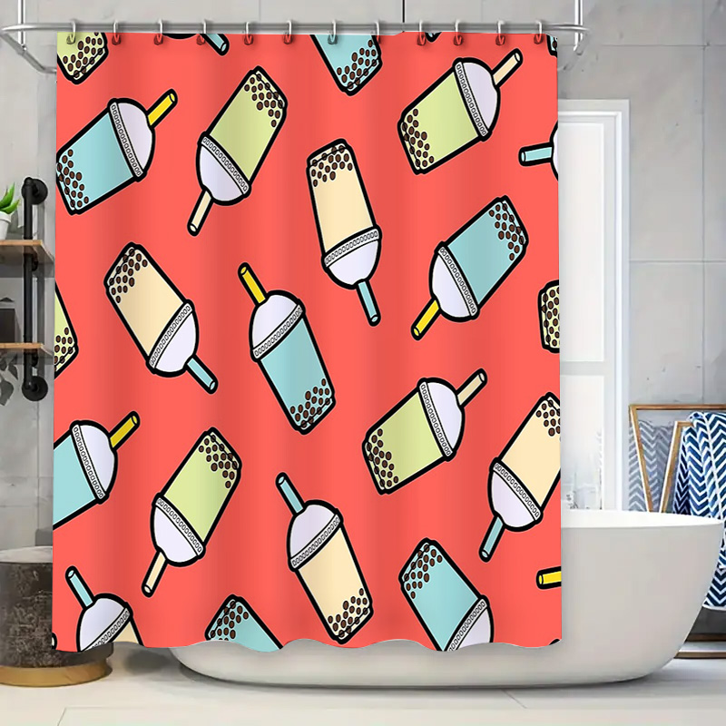 독특한 버블티 샤워 커튼 귀여운 보바티 장식 욕실 현대 - Home Bathroom Decor Ideas 리뷰 및 가격