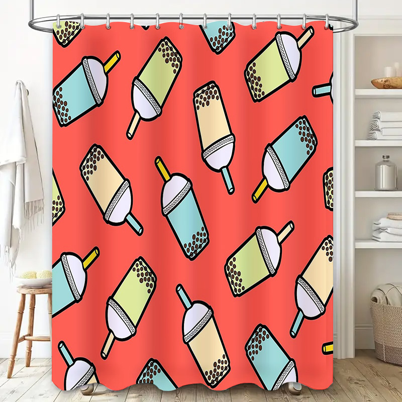 독특한 버블티 샤워 커튼 귀여운 보바티 장식 욕실 현대 - Home Bathroom Decor Ideas 리뷰 및 가격
