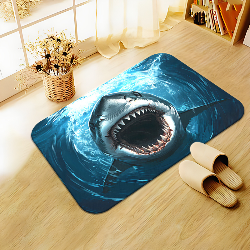 내구성 있는 상어 프린트 도어매트, 해변 스타일 현관  - Home Bathroom Decor Ideas 리뷰 및 가격