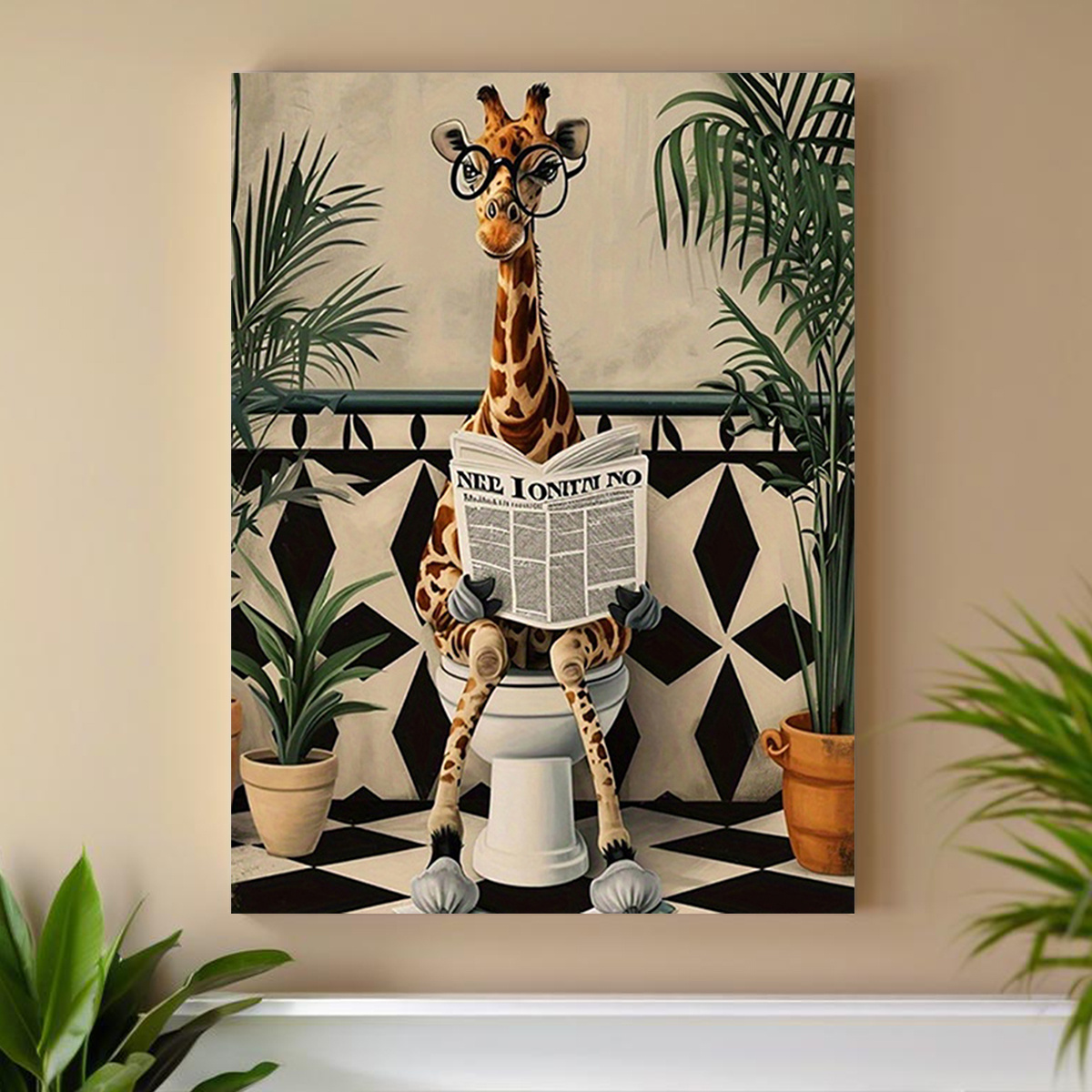 2D 플랫, 2D 플랫, 1개 캔버스 그림, 기린 욕실 - Home Design Bathroom 리뷰 및 가격