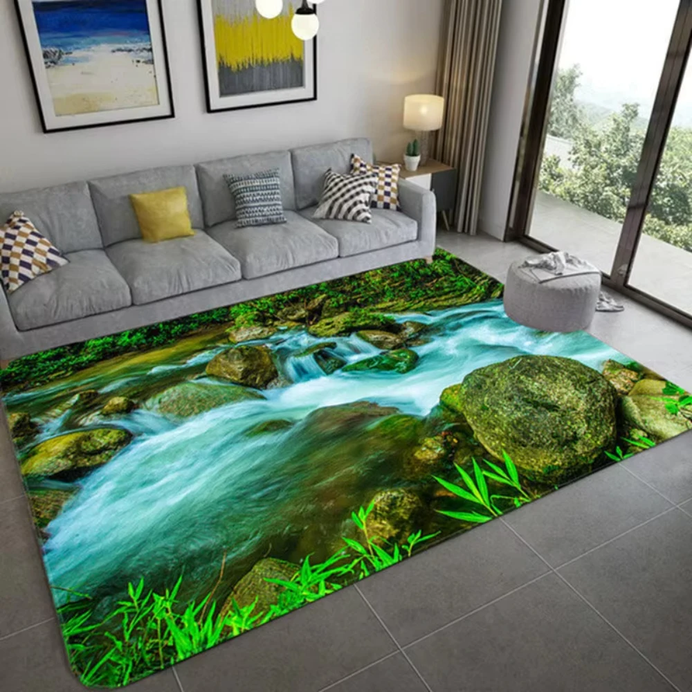 자연에서 영감을 받은 3D 풍경 카펫, 거실, 침실,  - Home Bathroom Decor Ideas 리뷰 및 가격