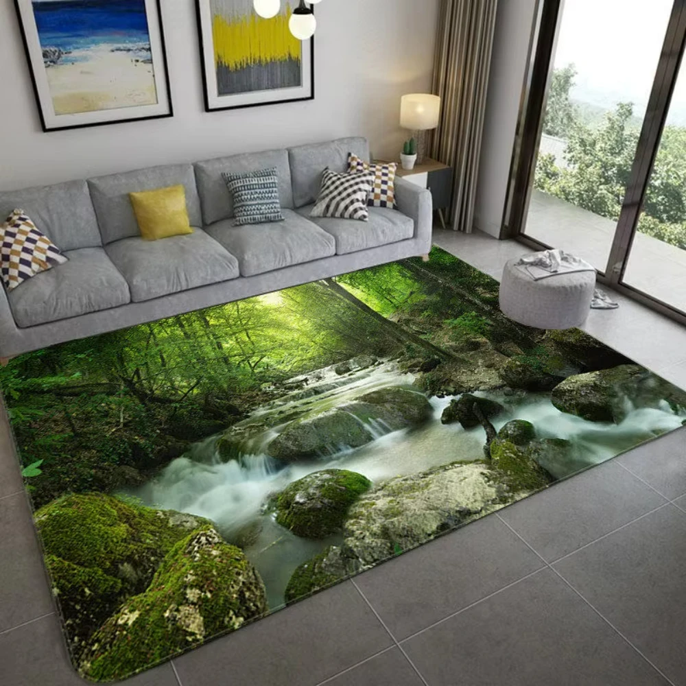 자연에서 영감을 받은 3D 풍경 카펫, 거실, 침실,  - Home Bathroom Decor Ideas 리뷰 및 가격