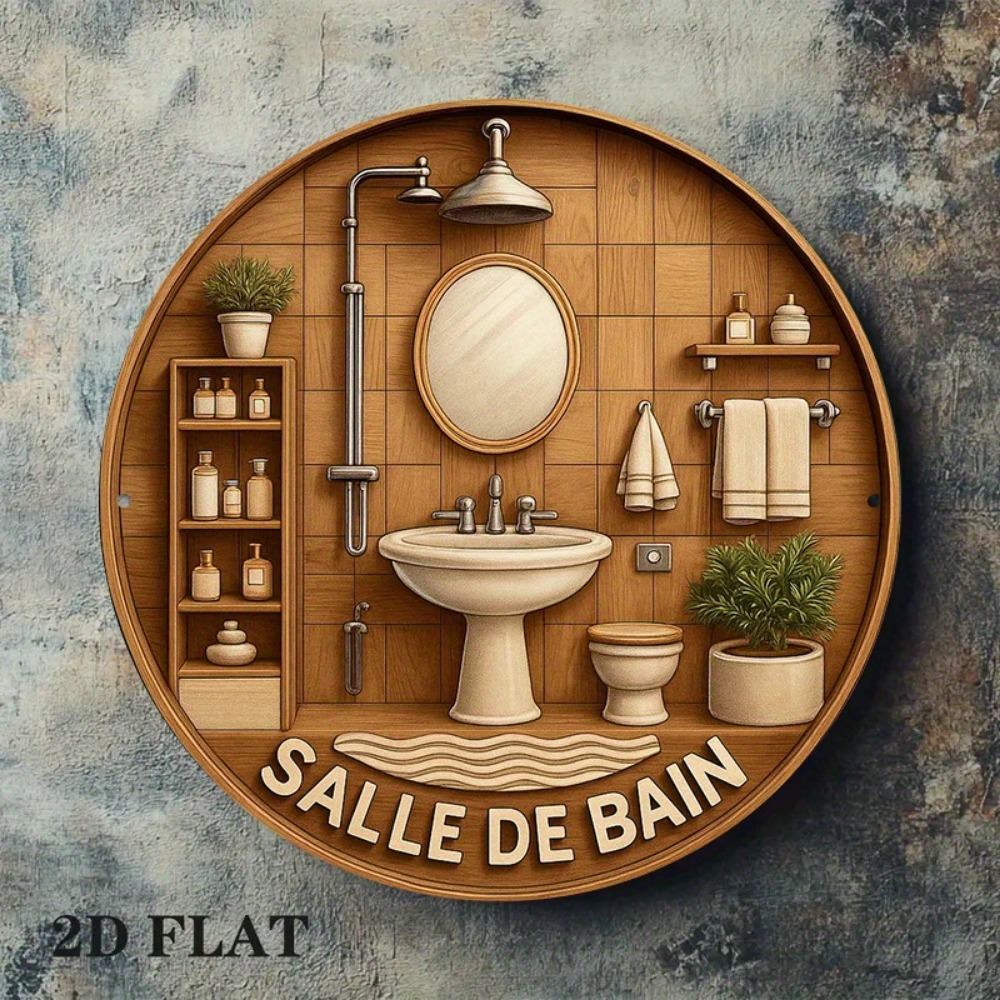 CIFBUY 레트로 프랑스식 욕실 원형 8x8인치 알루 - Home Bathroom Wall Art 리뷰 및 가격
