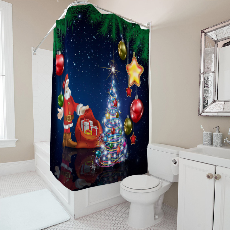 TU 크리스마스 샤워 커튼 산타클로스 축제 휴일 욕실  - Home Bathroom Decor Ideas 리뷰 및 가격
