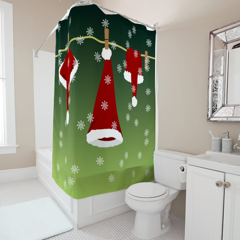 TU 축제 크리스마스 샤워 커튼 레드 산타 클로스 휴일 - Home Bathroom Decor Ideas 리뷰 및 가격