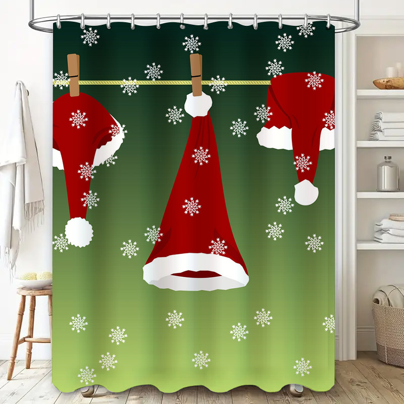 TU 축제 크리스마스 샤워 커튼 레드 산타 클로스 휴일 - Home Bathroom Decor Ideas 리뷰 및 가격
