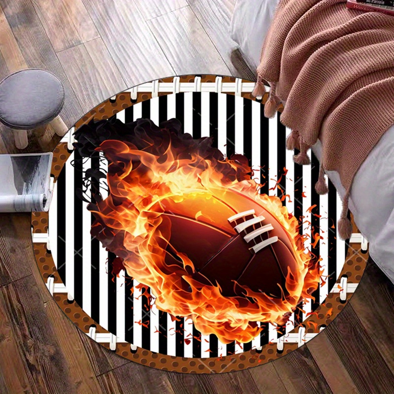 거실용 축구 테마 라운드 러그, 스포츠 팬 장식, 축구 - Home Bathroom Decor Ideas 리뷰 및 가격