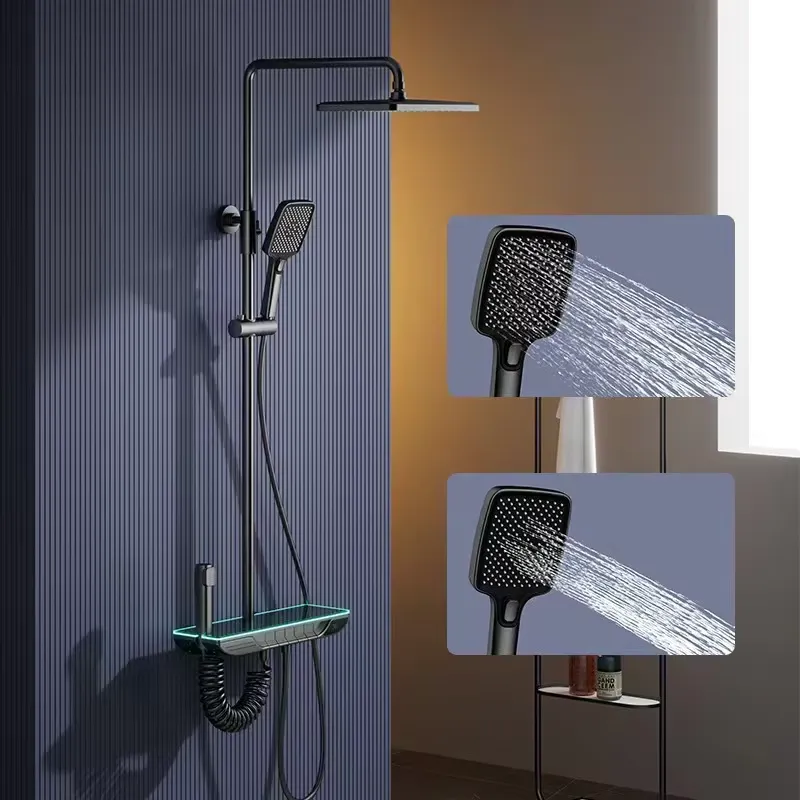 스마트 디지털 온도조절 샤워 세트 황동 피아노 키 욕실 - Home In Bathroom 리뷰 및 가격
